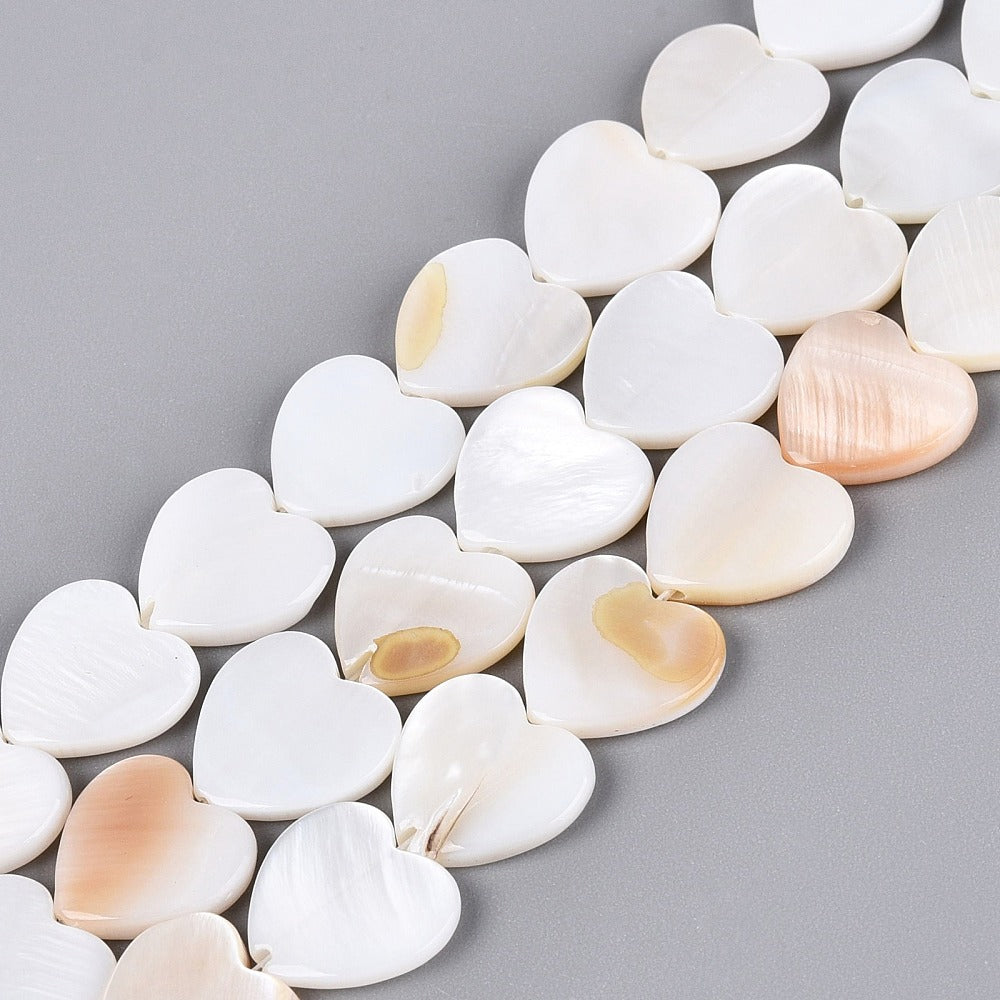 Perle Coquillage Lèvre Noire Forme Cœur 15MM 3pc