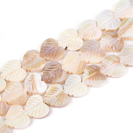 Shell Bead Heart Leaf AB 11-12mm Hole 0.6mm 1pc