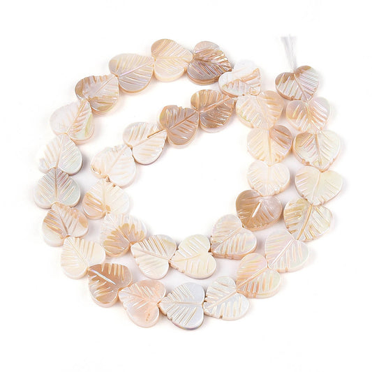 Shell Bead Heart Leaf AB 11-12mm Hole 0.6mm 1pc