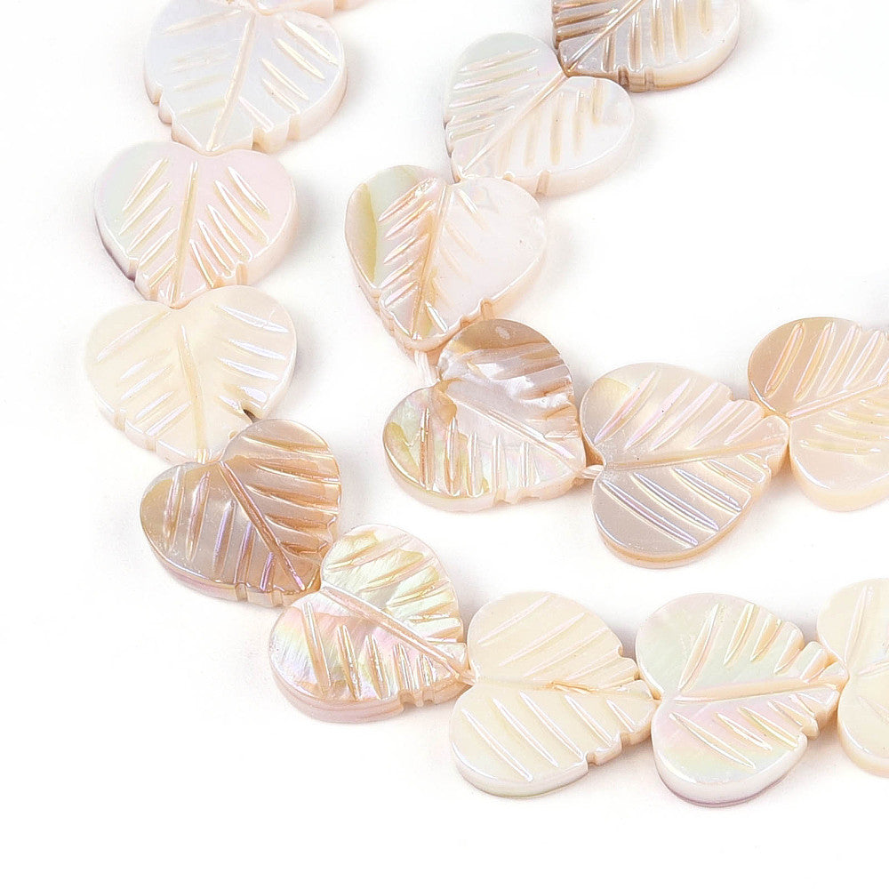 Shell Bead Heart Leaf AB 11-12mm Hole 0.6mm 1pc