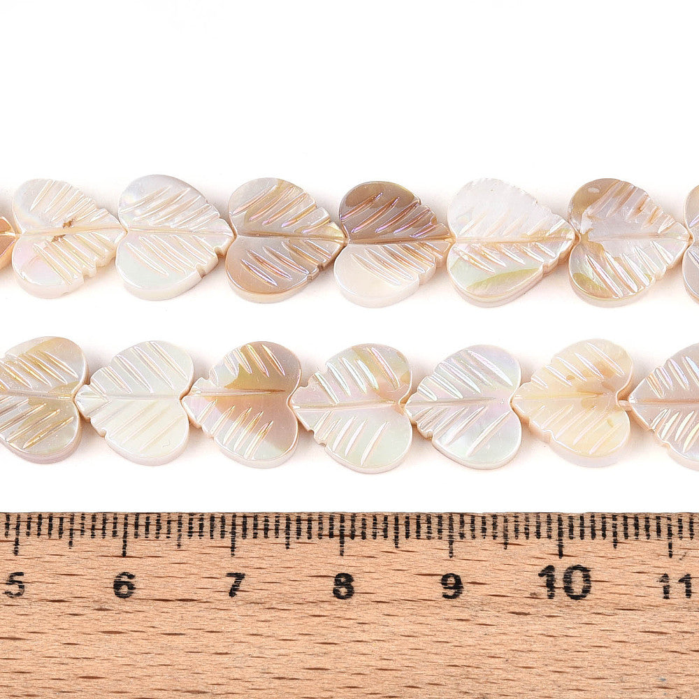 Shell Bead Heart Leaf AB 11-12mm Hole 0.6mm 1pc