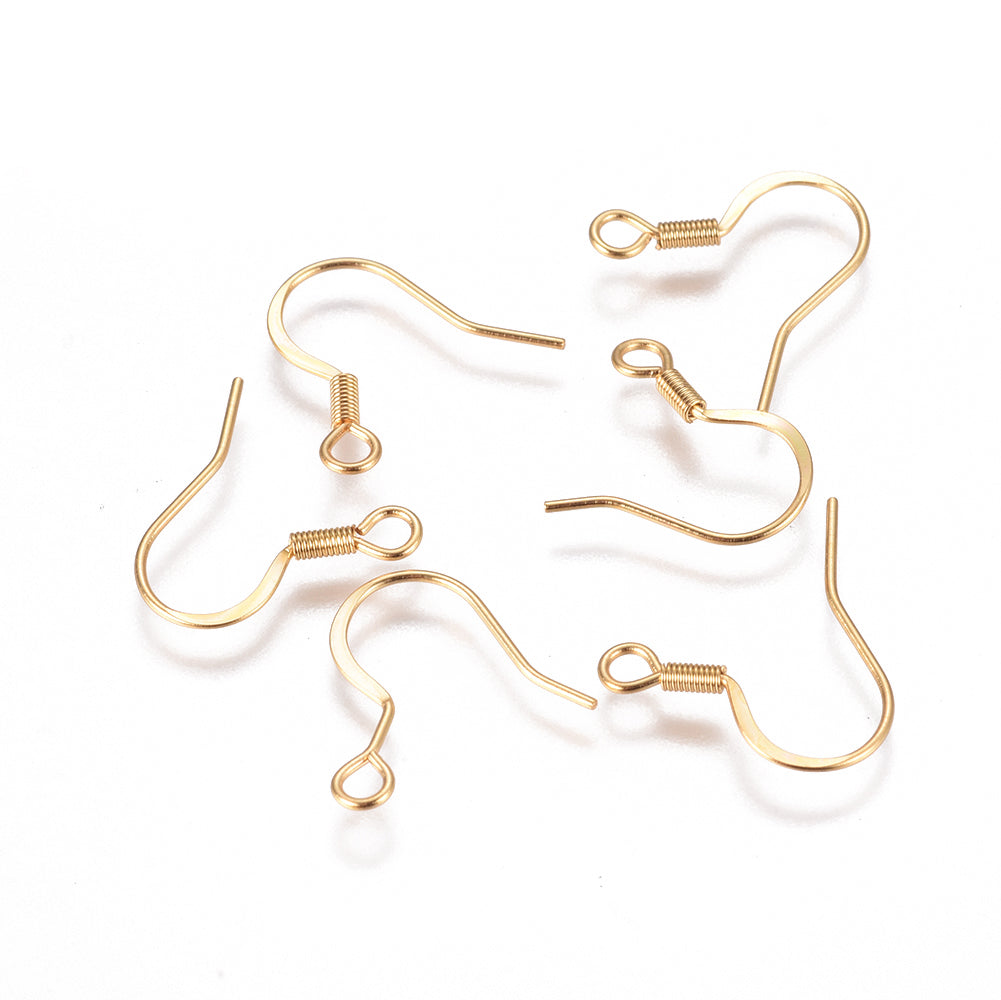 Fish Hook 304 Stainless Steel Earring Golden 15mm 20pc