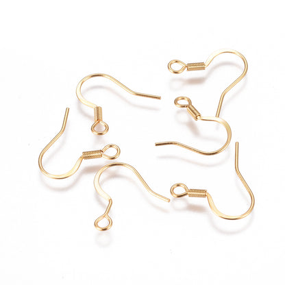 Fish Hook 304 Stainless Steel Earring Golden 15mm 20pc