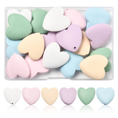 Large Wood Heart Bead Mixed Color 30x29x9mm 3MM Hole 1pc