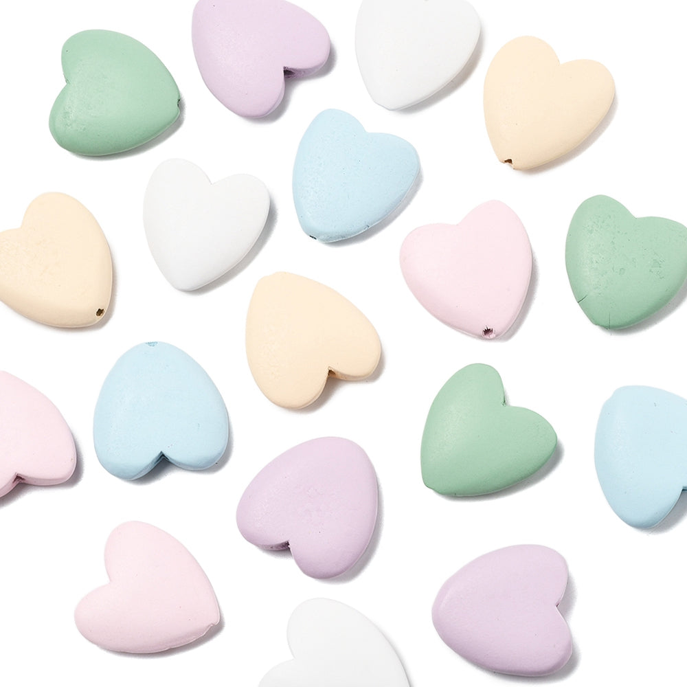 Large Wood Heart Bead Mixed Color 30x29x9mm 3MM Hole 1pc