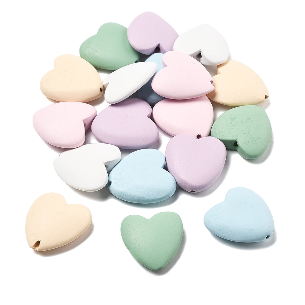 Large Wood Heart Bead Mixed Color 30x29x9mm 3MM Hole 1pc