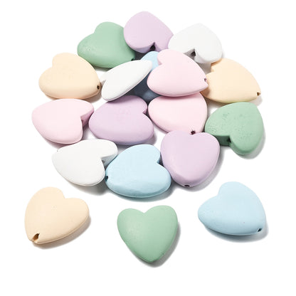 Large Wood Heart Bead Mixed Color 30x29x9mm 3MM Hole 1pc