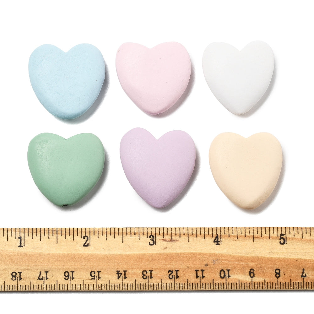 Large Wood Heart Bead Mixed Color 30x29x9mm 3MM Hole 1pc