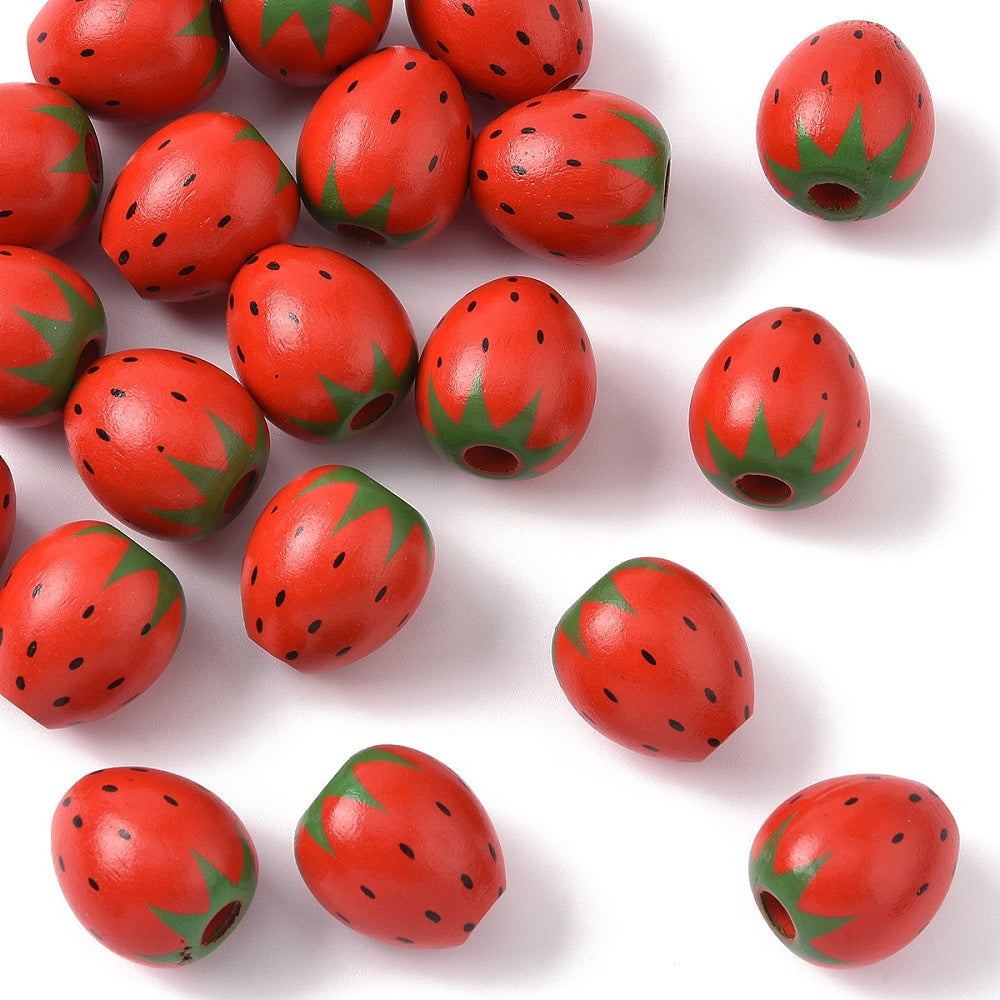 Large Wood Strawberry Bead 20x17.5MM 4MM Hole 1pc