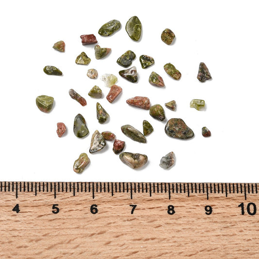 Unakite Gemstone Chip Beads No Hole 20g