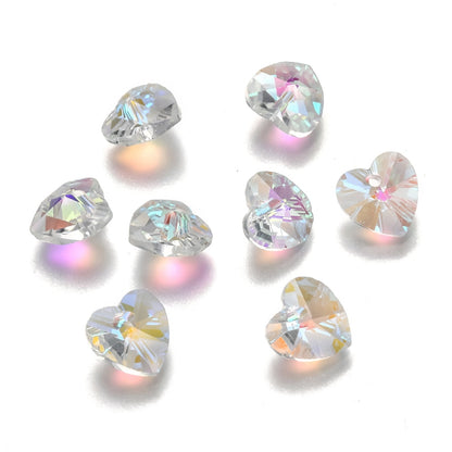 Glass Faceted Heart Clear AB 6pc - Alberta Bead Store