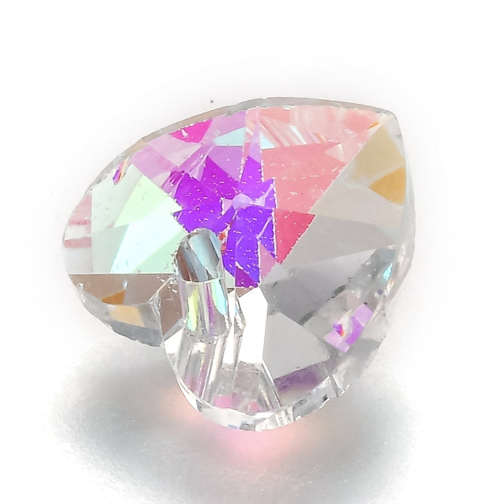 Glass Faceted Heart Clear AB 6pc - Alberta Bead Store