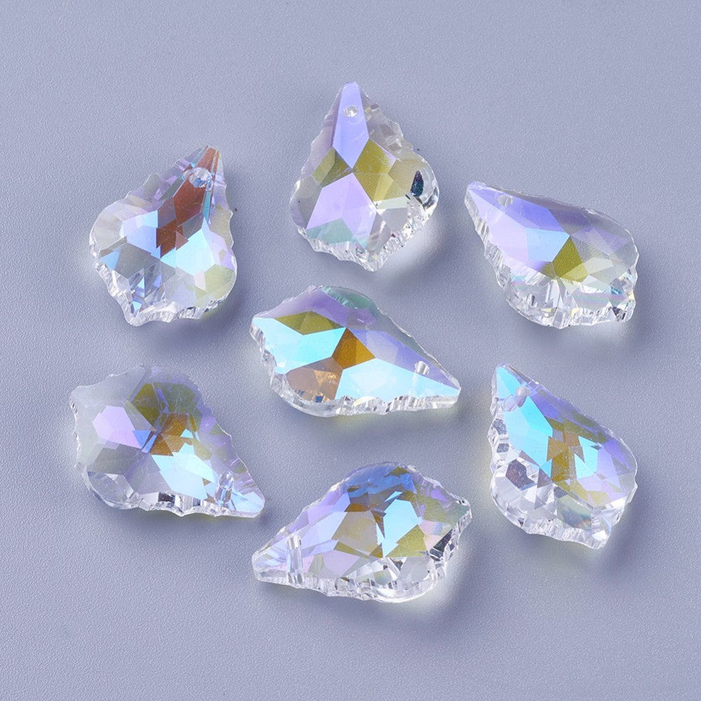 Glass Faceted Leaf AB 5pc - Alberta Bead Store