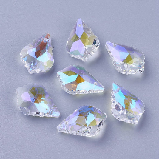 Glass Faceted Leaf AB 5pc - Alberta Bead Store