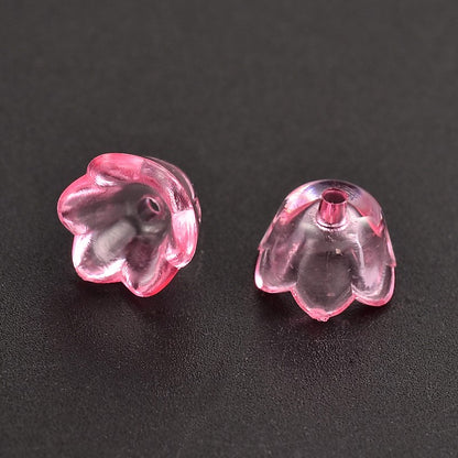 Acrylic Transparent Pink Flower 10x6MM 50pc - Alberta Bead Store