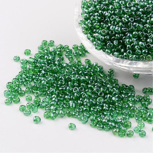 Glass Seed Bead Green Luster 8/0