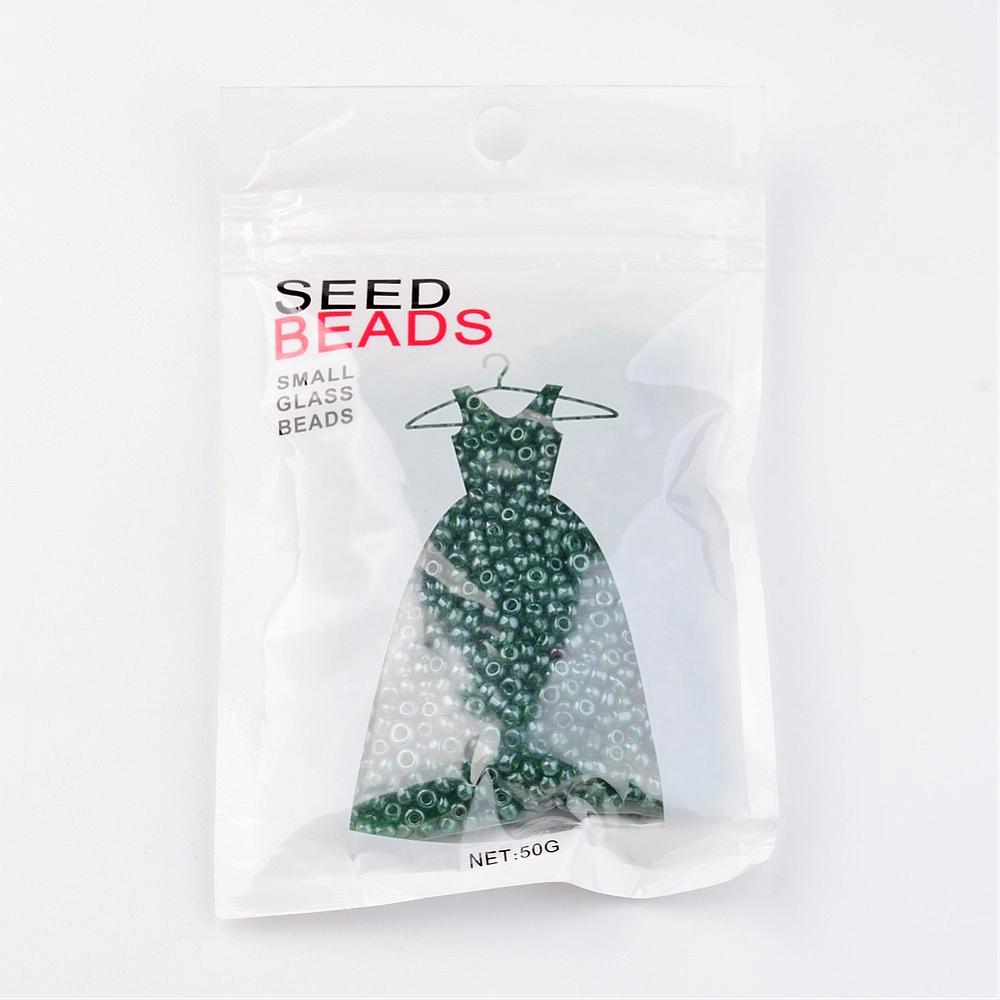 Glass Seed Bead Green Luster 8/0
