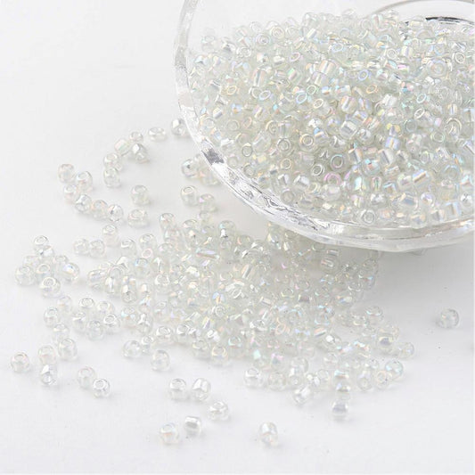 Glass Seed Bead Clear AB 8/0 50g