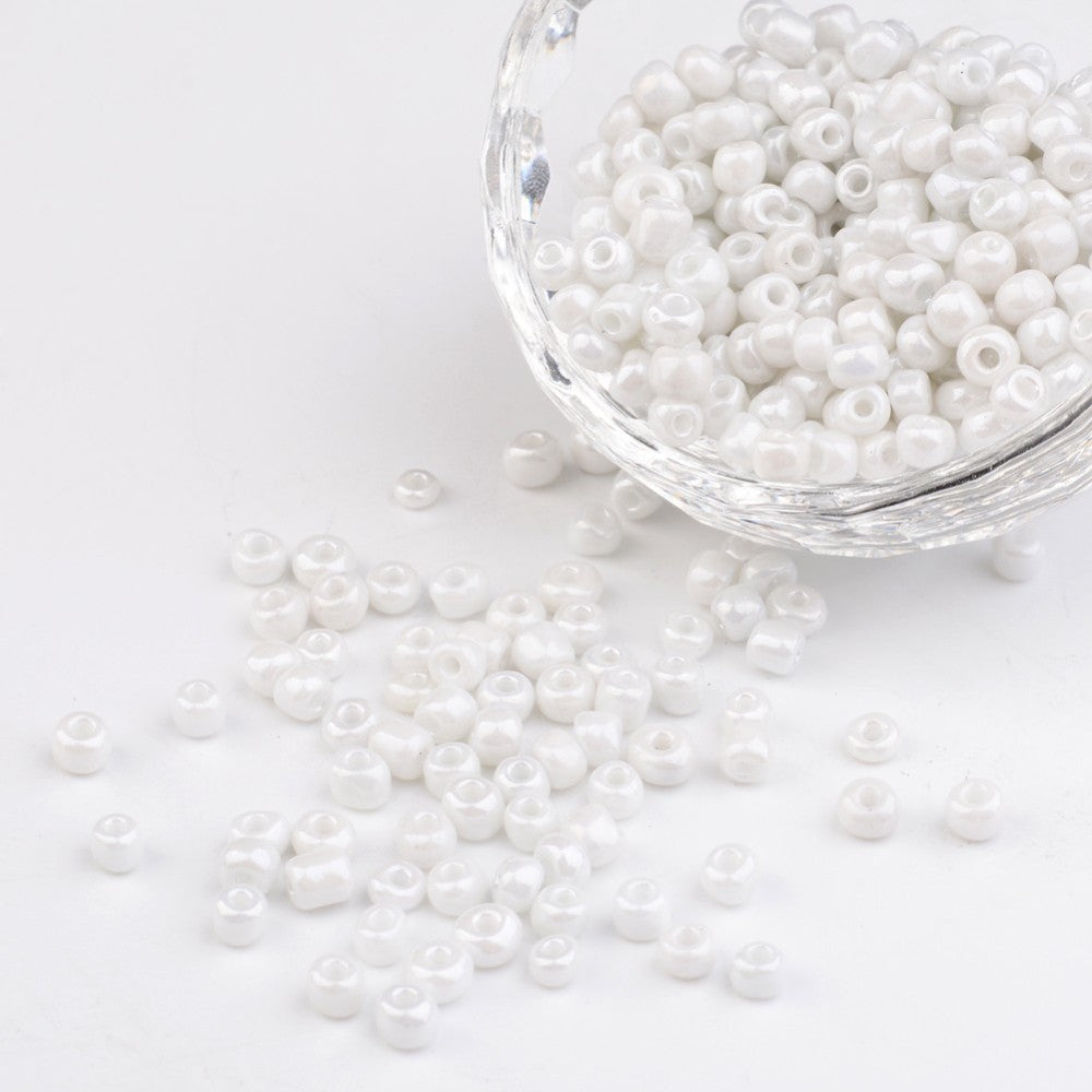 Glass Seed Bead White Luster 6/0