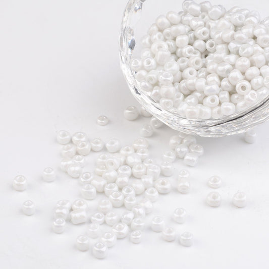 Glass Seed Bead White Luster 6/0