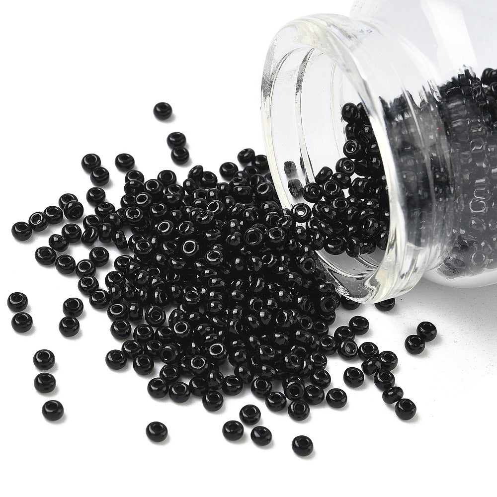 Glass Seed Bead Opaque Black 8/0 50g