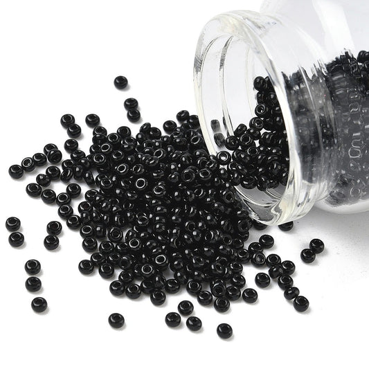Glass Seed Bead Opaque Black 8/0 50g