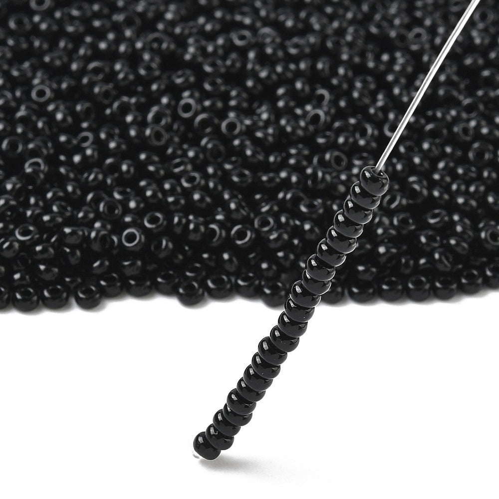 Glass Seed Bead Opaque Black 8/0 50g