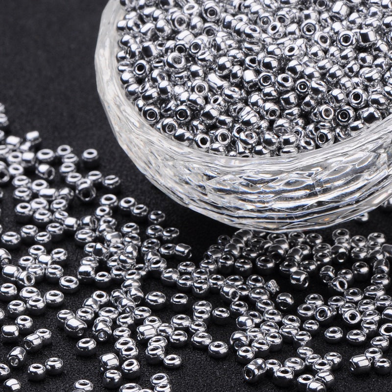 Glass Seed Bead Metallic Silver 8/0 50g