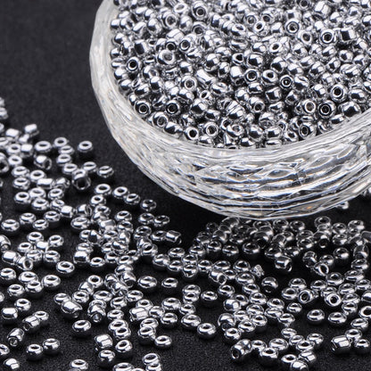 Glass Seed Bead Metallic Silver 8/0 50g