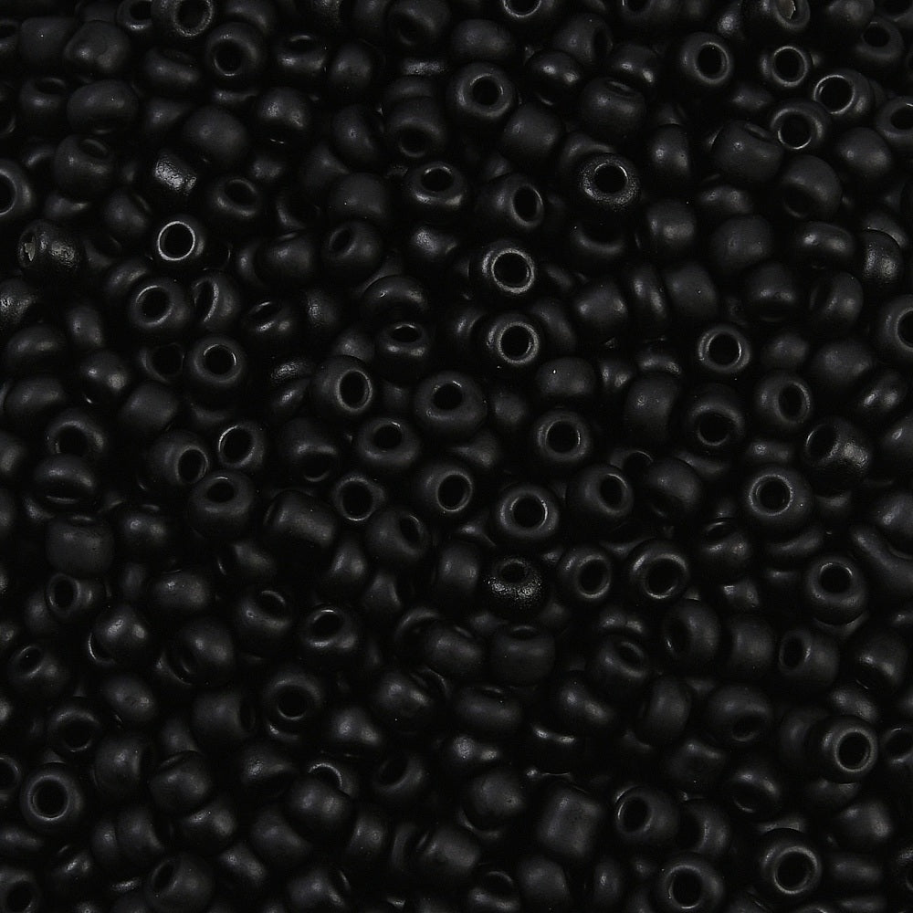 Glass Seed Bead Opaque Black Matt 8/0 50g