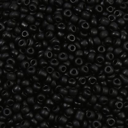 Glass Seed Bead Opaque Black Matt 8/0 50g