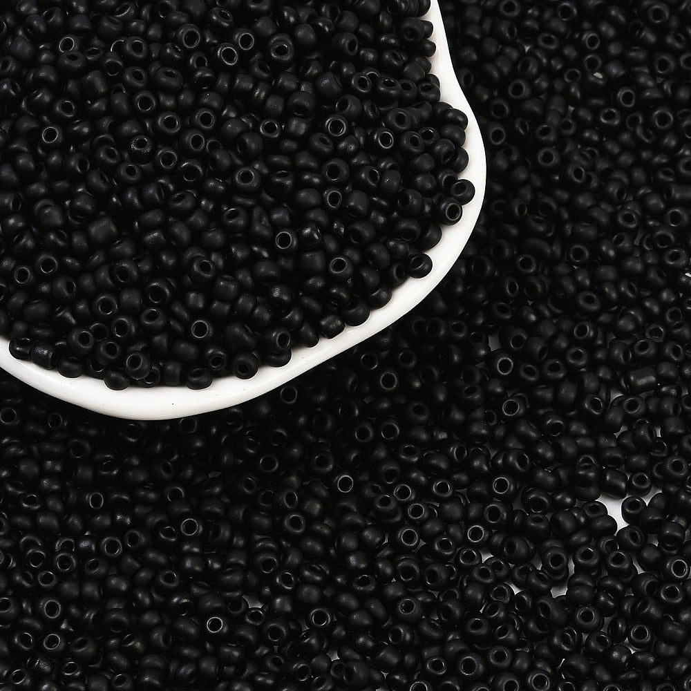 Glass Seed Bead Opaque Black Matt 8/0 50g