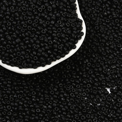 Glass Seed Bead Opaque Black Matt 8/0 50g
