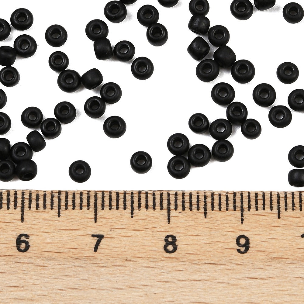 Glass Seed Bead Opaque Black Matt 8/0 50g