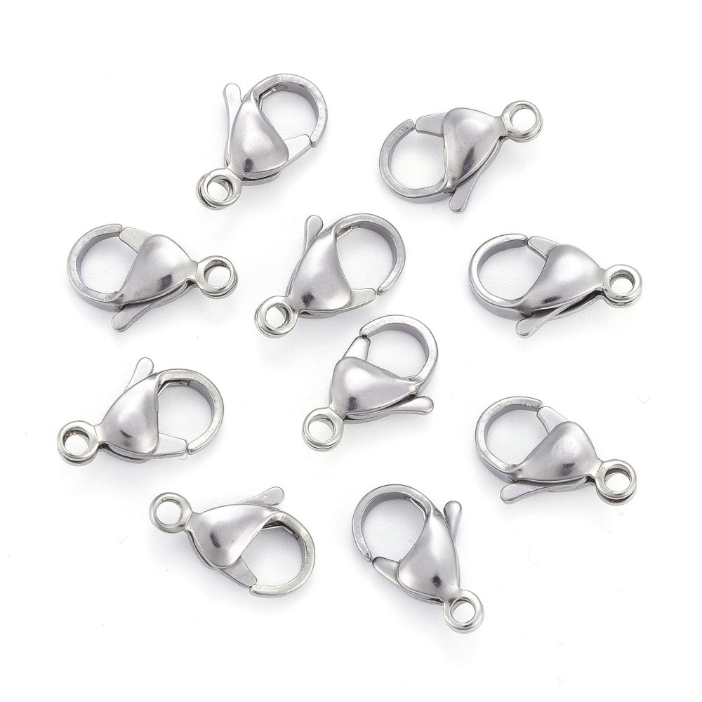 Lobster Claw Clasps 304 Stainless Steel 15mm 20pc