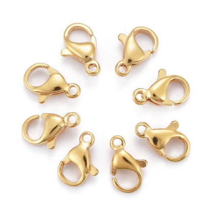 Lobster Claw Clasps 304SS 24K Gold Plated 10mm 10pc