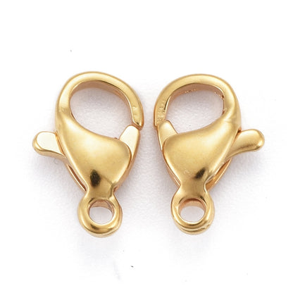 Lobster Claw Clasps 304SS 24K Gold Plated 10mm 10pc