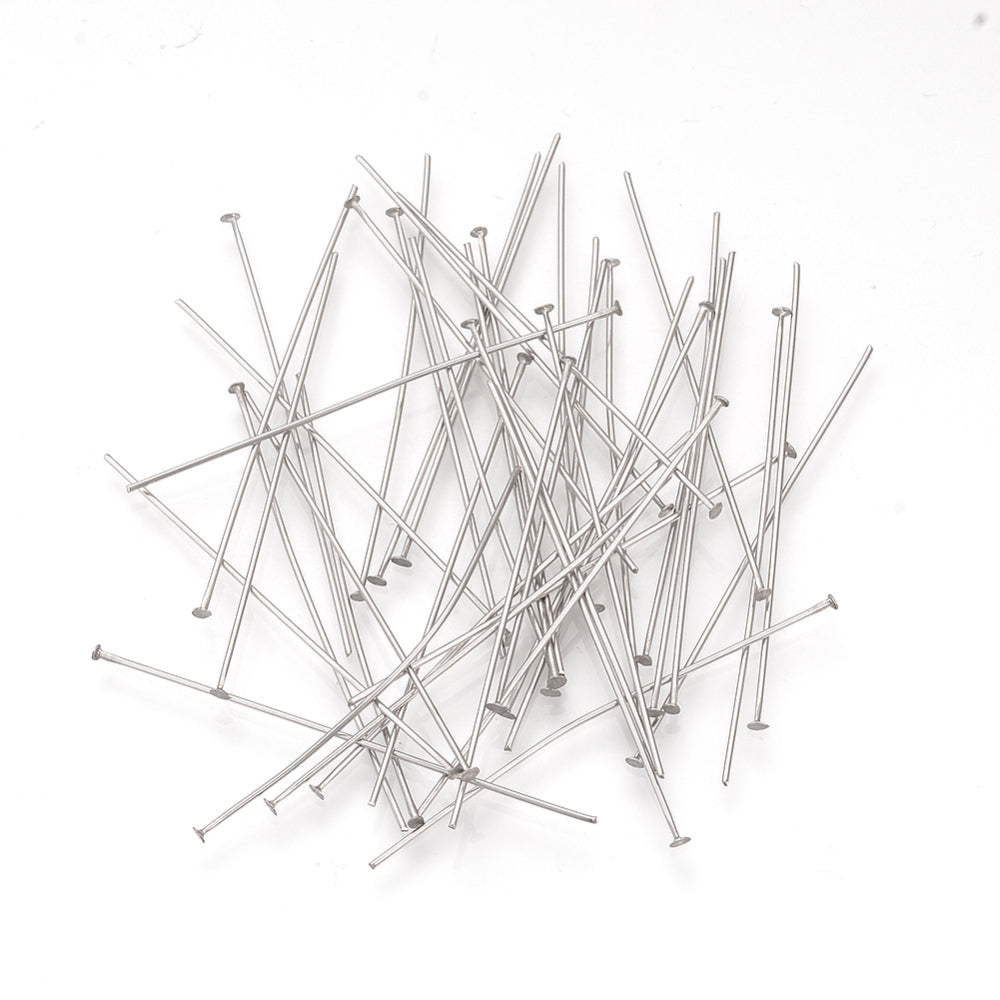 Flat Head Pin 304SS 40mm 100pc - Alberta Bead Store