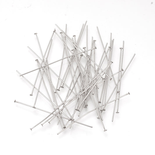 Flat Head Pin 304SS 40mm 100pc - Alberta Bead Store