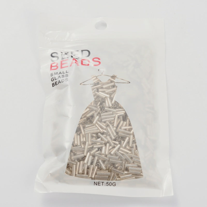Glass Bugle Bead Floral White 50g - Alberta Bead Store