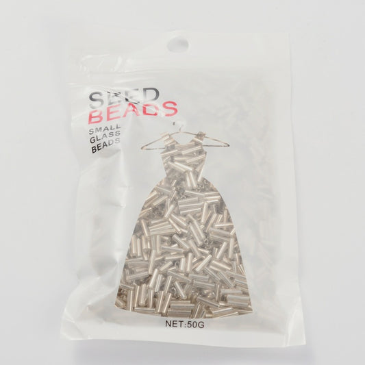 Glass Bugle Bead Floral White 50g - Alberta Bead Store