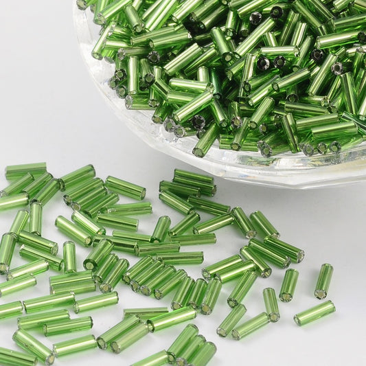 Glass Bugle Bead S/L Lime Green