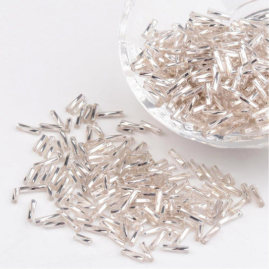 Glass Bugle Bead Twist S/L White - Alberta Bead Store