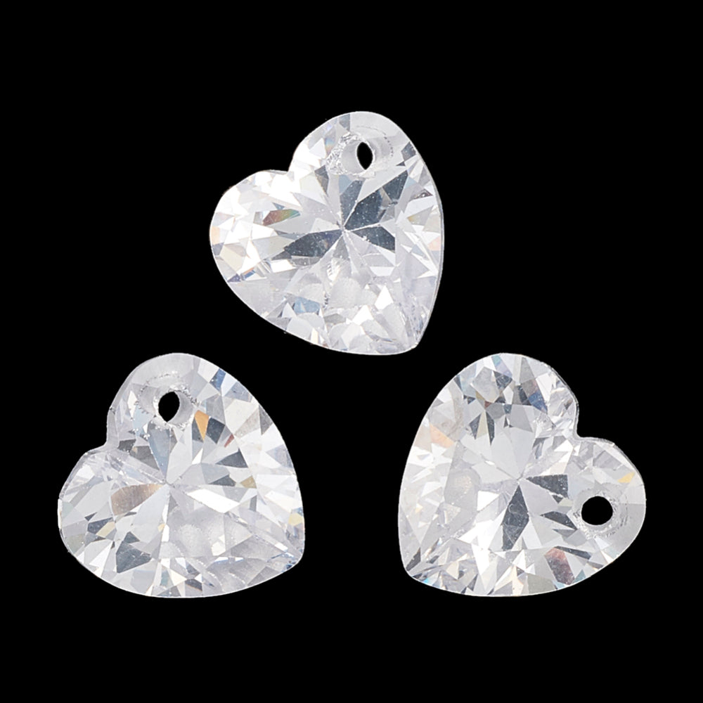 Cubic Zirconia Faceted Heart Clear 1pc - Alberta Bead Store