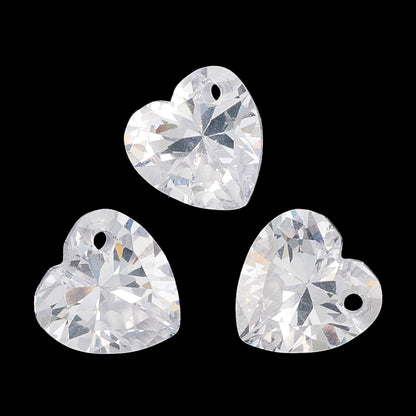Cubic Zirconia Faceted Heart Clear 1pc - Alberta Bead Store