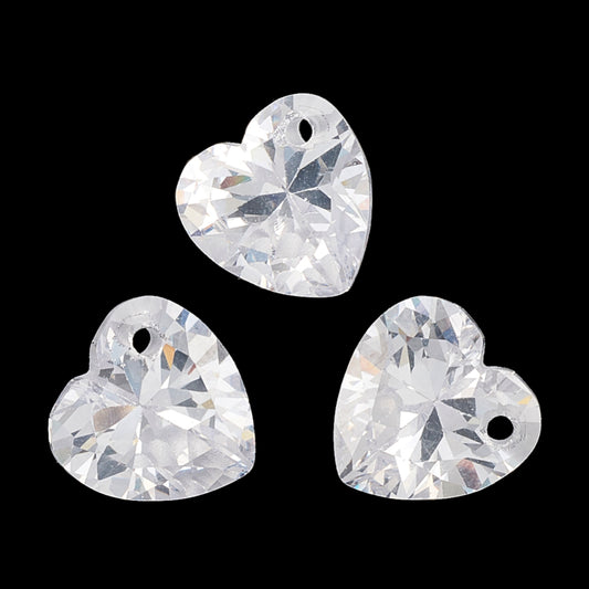 Cubic Zirconia Faceted Heart Clear 1pc - Alberta Bead Store