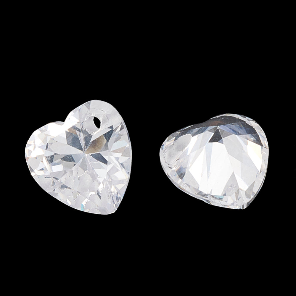 Cubic Zirconia Faceted Heart Clear 1pc - Alberta Bead Store