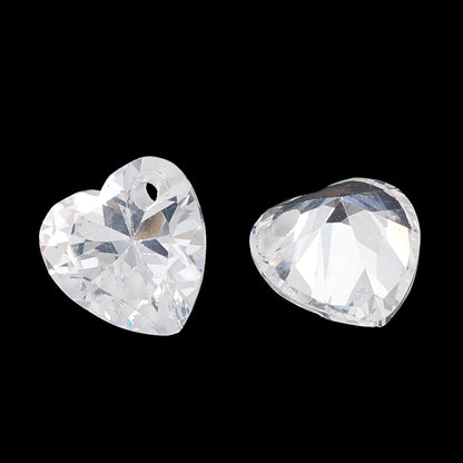 Cubic Zirconia Faceted Heart Clear 1pc - Alberta Bead Store