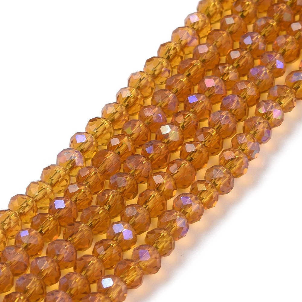 Glass Bead Rondelle Gold Half Rainbow Electroplated 8x6mm