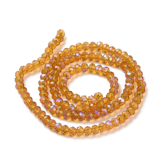 Glass Bead Rondelle Gold Half Rainbow Electroplated 8x6mm